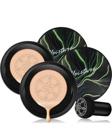 Air Cushion CC Cream Mushroom Head Foundation, BliBling Moisturizing BB Cream Makeup Long Lasting Matte Concealer (CC Cream+Mushroom Head/Natural) (2 pcs/natural) B-Natural/2PCS
