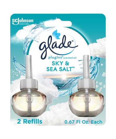 Glade PlugIns Refills Air Freshener, Scented and Essential Oils for Home and Bathroom, Sky & Sea Salt, 1.34 Fl Oz, 2 Count
