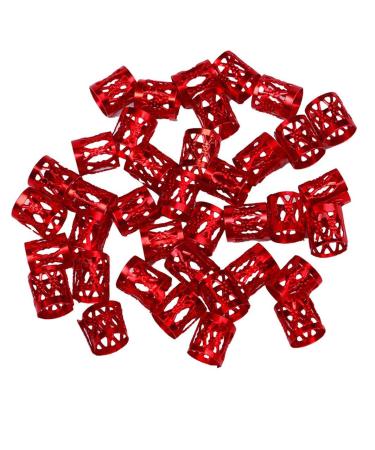 120 Pieces Aluminum Dreadlocks Beads Metal Cuffs Hair Braid Rings Decoration Hair Jewelry (Red)