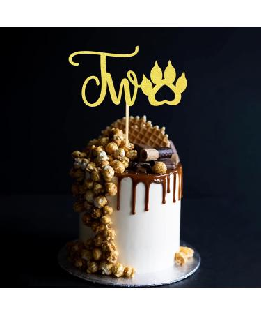 Arthsdite Paw 2nd Birthday Cake Topper Two Birthday Cake topper Decoration for baby Dog Paw Cake Topper Photo Booth Props Smach Cake Decoration - Golden Glitter Paw Two - Buy Online on SooperMarket.com