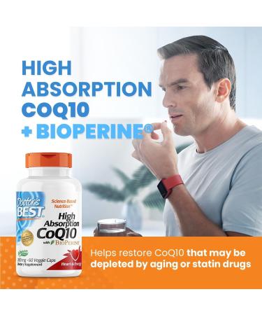 Dr Best's High Absorption CoQ10 with BioPerine Gluten Free Naturally Fermented Vegan Heart Health and Energy Production 200 mg 60 Veggie Caps White - Buy Online on SooperMarket.com