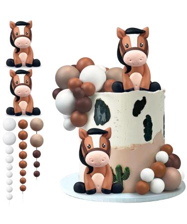 KEEPARTY 27 PCS Horse Cake Toppers Ball Cake Picks Horse Baby Shower Cake Decoration for Horse Theme Party Favors Supplies