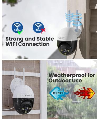 MUBVIEW 2K Security Camera Outdoor Security Cameras with 360 PZT View 2.4G WiFi Wired Home Surveillance Cameras Color Night Vision Motion Detection Siren 2 Way Talk 24/7 Works with Alexa 1 Count (Pack of 1) - Buy Online on SooperMarket.com