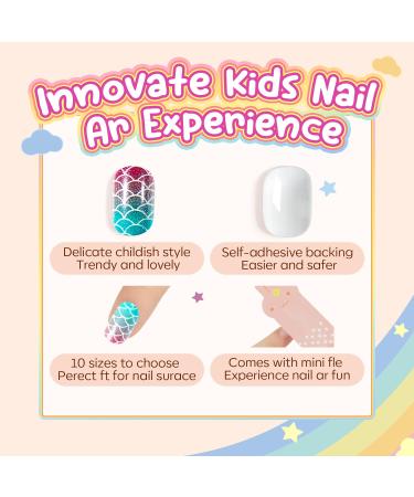 Modelones 144Pcs Press on Nails for Kids | Glitter Gradient Acrylic Fake Nails | Perfect Gift for Girls A2-Butterfly Unicorn - Buy Online on SooperMarket.com