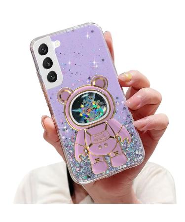 Tivenfezk Nadoli for Samsung Galaxy S23 Plus Treibsand B r Astronaut Hidden Stand Shell caricature glitter astronaut stand soft silicone bling cell phone case transparent protective cover samsung galaxy s23 plus purple