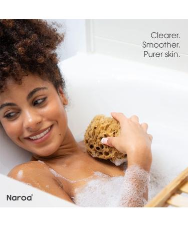 Naroa Natural Sea Sponge for Bathing | Firm Exfoliating Body Scrubber | Eco-Friendly & Renewable | Medium Size | Men & Women - Buy Online on SooperMarket.com
