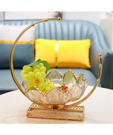 Kitchen Countertop Fruit Rack Fruit Basket Crystal Glass Elegant Fruit Basket with Alloy Holder Fruit Dessert Snacks Bowl Serving Bowl for Counter Fruit Trays for Party Onecolor - Buy Online on SooperMarket.com