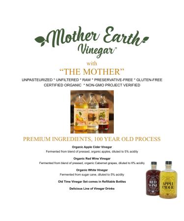 Mother Earth Organic Apple Cider Vinegar with The Mother | 2/16 oz Glass Bottles - Buy Online on SooperMarket.com