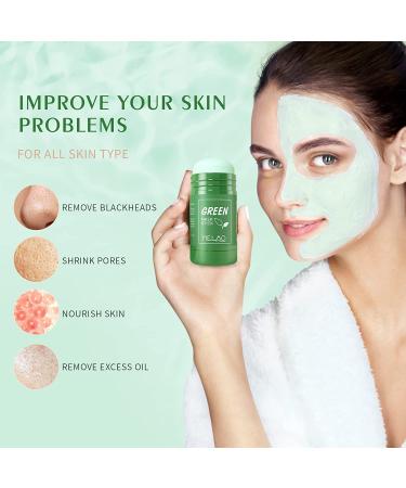 Green Tea Mask Stick for Face - Blackhead Remover with Green Tea Extract - Deep Pore Cleansing & Moisturizing Green Clay Mask - Purifying Formula for All Skin Types - Men and Women - Buy Online on SooperMarket.com