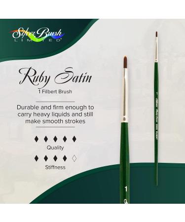 Silver Brush Limited 2503S1 Ruby Satin Filbert Brush Size 1 for Fluid Acrylics - Short Handle - Buy Online on SooperMarket.com