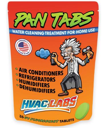 Mad Tabs 35pcs Pan AC Drain Line Cleaner Condensate Neutralizer Tablets Scum/Odor Water Damage Control Air Conditioner Humidifier Treatment Drain Pans Clean Prevent Overflow UV Glow USA Made