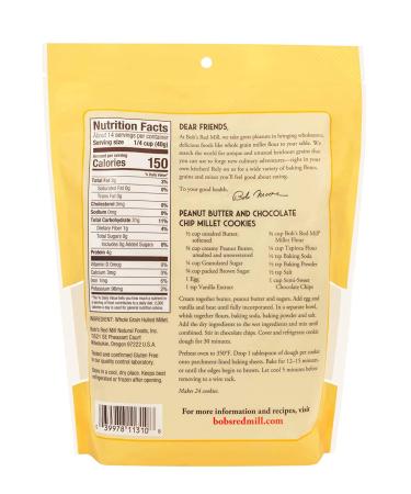 Bob's Red Mill Millet Flour 20 Oz - Gluten-Free Whole Grain Flour - Pack of 1 - Buy Online on SooperMarket.com