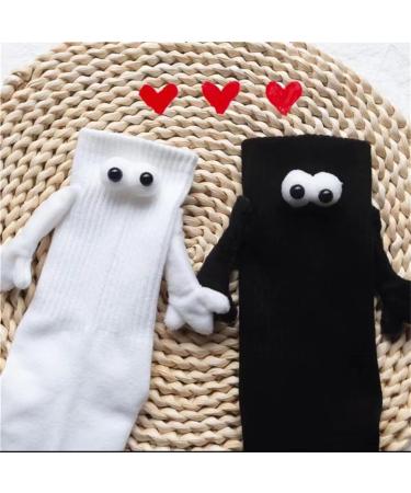 Couple Holding Hands Funny Magnetic 3D Doll Couple Socks - Unisex Mid-Tube Socks (White) - Buy Online on SooperMarket.com