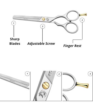 Glamified Glam Hairdressing Scissors Professional Hair Cutting Thinning Scissors Set (Haircut Trimming Grooming Shaping Scissors) for Men Hairdresser Barber Women Kids Pets Home 5.5inch - Buy Online on SooperMarket.com