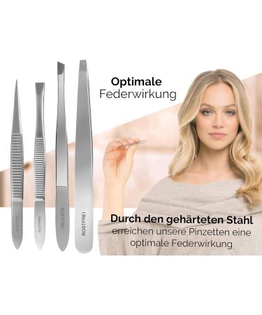 Professional Eyebrow Tweezers Set - Slanted Pointed & Straight Tweezers with Case | Best for Precision Grooming & Hair Removal - Buy Online on SooperMarket.com