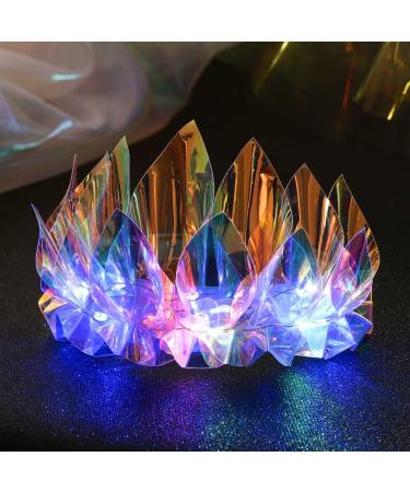 CAKURE Light Up Crown Headband Flash Glowing Tiara Hair Band Luminous Headbands Laser Crowns for Nightclub Party Costume Headwear Decoration Hair Accessories for Women and Girls