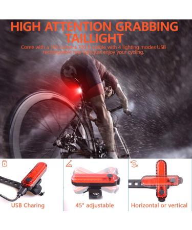 BURNINGSUN Bike Light Set & Horn - Solar Powered USB Rechargeable 4 Mode Headlight Taillight Combo for Cycling Safety + LED Speaker Bell - Buy Online on SooperMarket.com