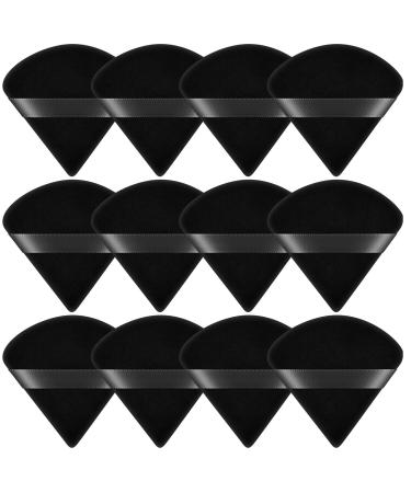 Ainiv 12 PCS Powder Puff Triangle Makeup Puff Reusable Soft Powder Sponge Washable Wet Dry Dual-Use Cosmetic Puff Face Powder Puff for Loose Powder Foundation Cream Blush Wetand or Pressed Powder #5 12PCS Black