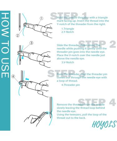 HOYOLS Machine Needle Inserter & Threader - Automatic Sewing Tool for Household Machine Threading - Blue & White (2pcs) - Buy Online on SooperMarket.com