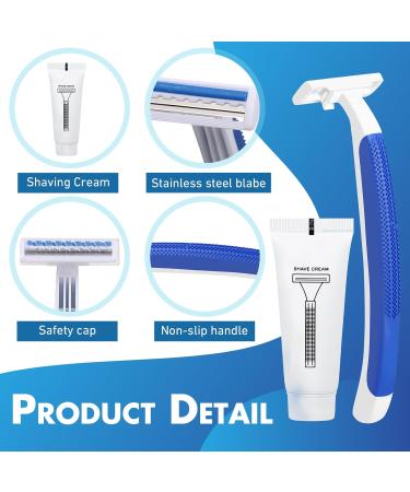 50 Sets Disposable Razors in Bulk - Twin Blade Razors with Shaving Cream | Individually Wrapped for Men & Women | Perfect for Homeless Hotels Shelters & Travel - Buy Online on SooperMarket.com