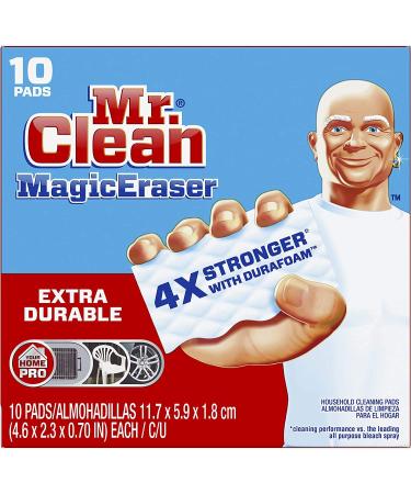 Mr. Clean Magic Eraser, Extra Durable Pro Version, Shoe, Bathroom, and Shower Cleaner, Cleaning Pads with Durafoam, 10 Count