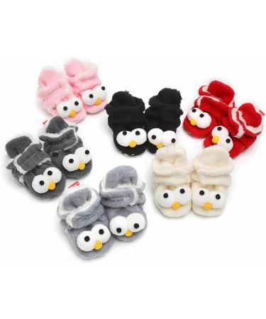 TMEOG Baby Booties Slippers | Infant Winter Boots | First Walking Shoes for Boys Girls 6-12 Months | Black Big Eyes Design - Buy Online on SooperMarket.com