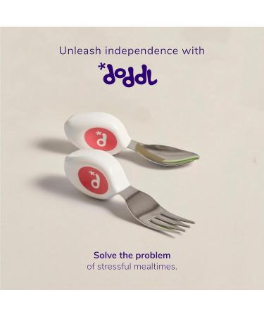 Doddl Toddler Cutlery Set - Self Feeding Spoon and Fork (Magenta) | 12months - Buy Online on SooperMarket.com