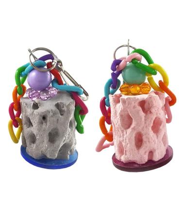 Yoogeer 2Pcs Bird Calcium Teeth Grinding Chew Treats Bird Beak Grinding Stone Toy for Parrot Parakeet Cockatiel Chinchilla Rabbit Gerbil Mouse Hamster
