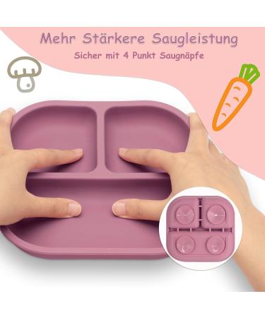 Mojinl Baby Silicone Dishes Set | 4-Piece BPA Free Suction Cup Tableware for Kids | Dishwasher Safe Pink Baby Dining Set - Buy Online on SooperMarket.com