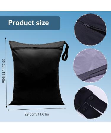 2Pcs Reusable Wet Dry Bags 13x14 inch | Waterproof Nappy Changing Bags for Babies | Ideal for Swimming, Camping, Travel | Black/Green - 30x35cm - Buy Online on SooperMarket.com