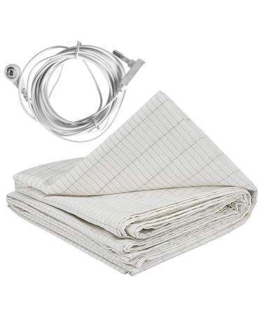 Grounding Mat Silver Conductive Earth Mat with 180inch Grounding Wire Grounding Sheet Foldable Earth Sheets Breathable Grounding Bed Sheet 28 * 52inch