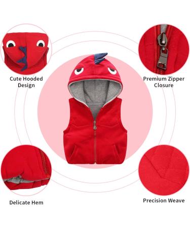 Kids Hooded Gilet Vest | Toddler Warm Sleeveless Jacket | Red | Size 5-6 Years/3'9 - 4'3 | 44-55lb - Buy Online on SooperMarket.com