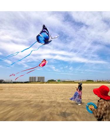 Mint's Colorful Life Butterfly Kite - Easy-to-Fly Large Single Line Kite for Kids & Adults | Perfect for Beach Fun | 300 FT String & Kite Handle Included (Blue) - Buy Online on SooperMarket.com