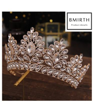 Baroque Gold Crystal Pearl Wedding Crown Tiara for Women and Girls - Elegant Rhinestone Hair Accessories - Buy Online on SooperMarket.com