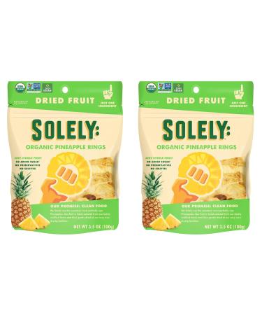 SOLELY Organic Dried Pineapple Rings, 3.5oz (Pack Of Two) | One Ingredient | Vegan | Non-GMO | No Added Sugar Packaged By Independent Cuisine