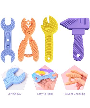 AUXHCYL 6 Pack Silicone Baby Teething Toys for 0-6 Months - Hammer, Wrench, Spanner, Pliers Shapes - Molar Teether Chew Toys for Infants - Buy Online on SooperMarket.com