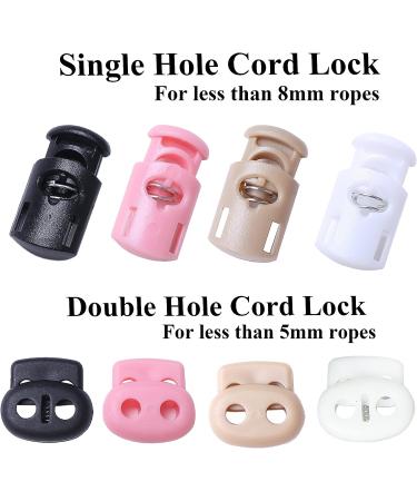 J.CARP 30Pcs Black Plastic Cord Locks End Spring Toggle Stopper - Double Hole Elastic Adjuster for Drawstrings, Bags, Clothing, Paracord - Black - Buy Online on SooperMarket.com