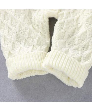 DovFanny Baby Romper Suit | Solid Color Knit Jumpsuit for Newborns | Winter Outfit with Hat (6-12 Months, White) - Buy Online on SooperMarket.com