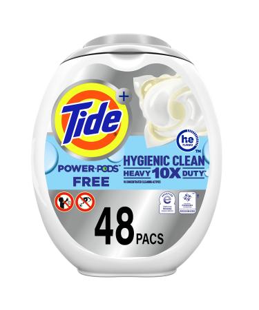 Tide Hygienic Clean Heavy Duty 10x Free Power Soap Pods Laundry Detergent, White, Unscented, 48 Count Unscented  48 Count (Pack of 1)