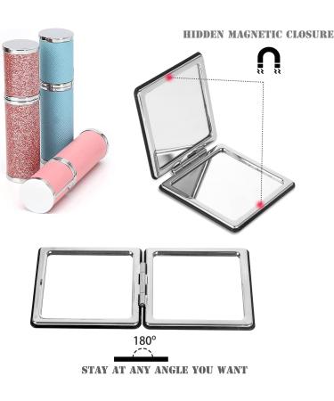 YTZJ Direct Premium Compact Makeup Mirror for Men Women and Girls Black Portable Travel Vanity Mirrors for Pocket Wallet Purse Handbag Foldable 2-Sided Magnifying Cosmetic Mirror - Buy Online on SooperMarket.com