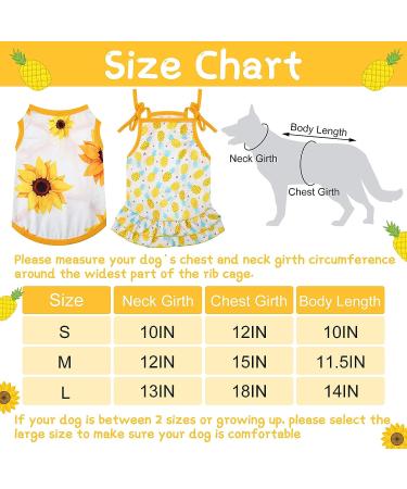 Pineapple Sunflower Large Pet Dress & Shirt Set - 4 Piece Cute & Breathable Puppy Clothes - Buy Online on SooperMarket.com