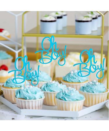 ALISSAR 24-Pack Glitter Blue Oh Boy Cupcake Toppers Cupcake Topper Picks for It'a A Boy Baby Shower Party Decoration Supplies - Buy Online on SooperMarket.com