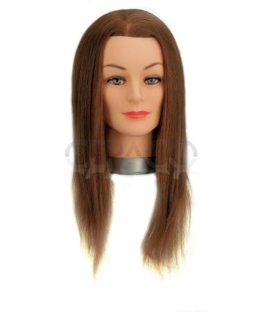 Training head 50% human hair 50% synthetic - approx. 40 cm brown