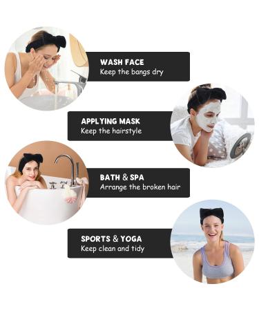 SINLAND Bow Hair Bands Spa Headband for Women Black 3Pack - Ideal for Washing Face and Makeup - Comfortable and Stylish - Buy Online on SooperMarket.com