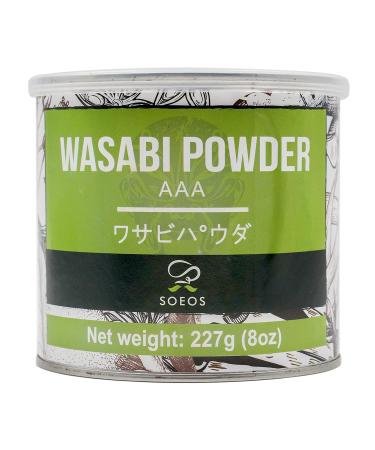 Soeos Premium Wasabi Powder 8oz (227g), with Real Wasabi, Grade AAA Powder, for Sushi, Sushi Powdered, Root Fresh Bulk., green 8 Ounce (Pack of 1)