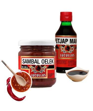 Asian Condiment Bundle with Lucullus Sambal Oelek Sambal Paste 200g & Lucullus Ketjap Manis 250ml Including Mint Retail Condiment Spoon