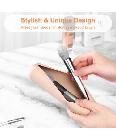 FERYES Khaki Makeup Bag & Travel Brush Holder - Portable Silicone Cosmetic Case for Toiletries - Buy Online on SooperMarket.com