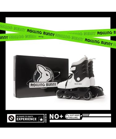 RollingBunny Women's/Girls' Fitness Inline Skates - Outdoor/Indoor, ABEC-7 Bearings, Black/White, US 8(W8-9) - Buy Online on SooperMarket.com