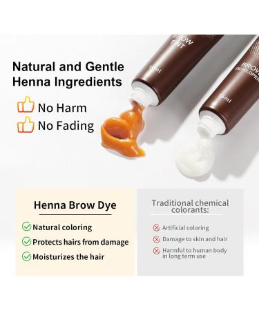 Eyebrow Tint Kit Brown Hen-na Semi-Permanent Professional Brow Tint Kit Long-Lasting and Safe Results Eyebrow Dye DONG RHYME Multi-Purpose Eyelash Tint Kit Easy to Use at Home - Buy Online on SooperMarket.com