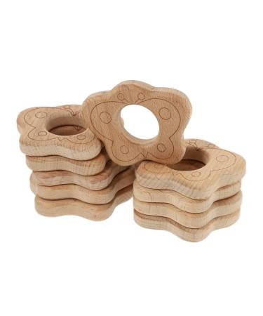 Didiseaon 10pcs Wooden Pendant Pendant Infant Teething for Babies Teether Wooden Teething Lovely Cartoon Accessories Molar Beech As Shown 5X6.3CM